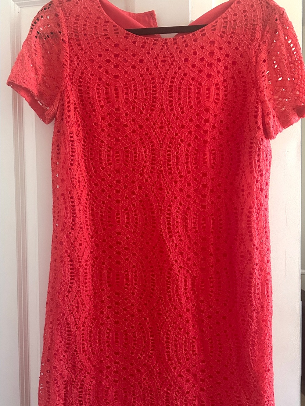 J. Crew Coral Lace Crochet Sleeveless Shift